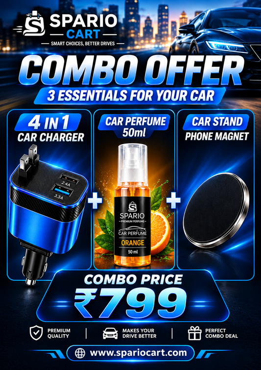 CAR COMBO x 3 (CAR CHARGER+CAR PERFUME+PHONE STAND)