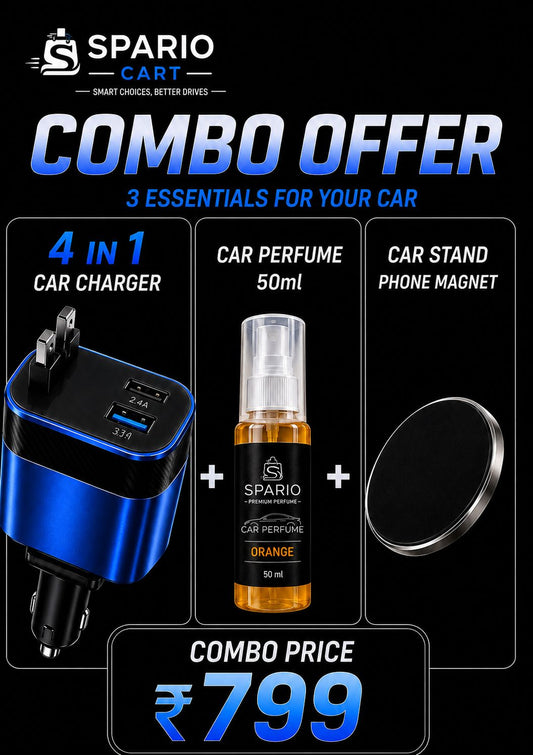 CAR COMBO x 3 (CAR CHARGER+CAR PERFUME+PHONE STAND)