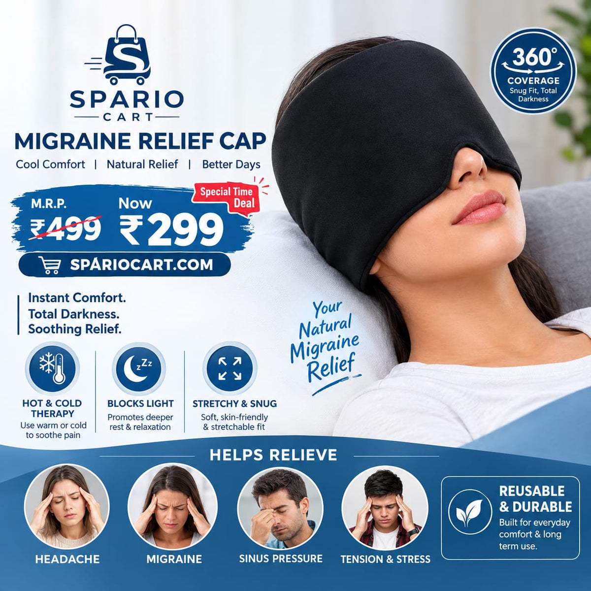 PREMIUM EYE MASK (MIGRANE RELIF CAP)